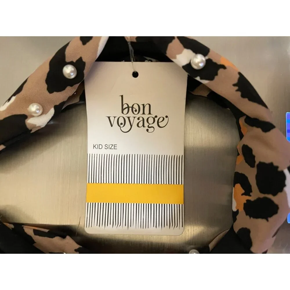 Knotted Leopard Print Headband with Pearls for Kids by Bon Voyage Accessories
